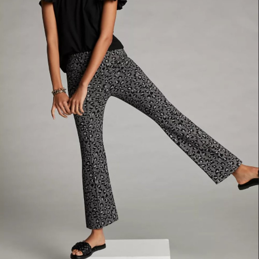 NWT! Anthropologie Maeve Mollie Flare Pants (Grey Motif)